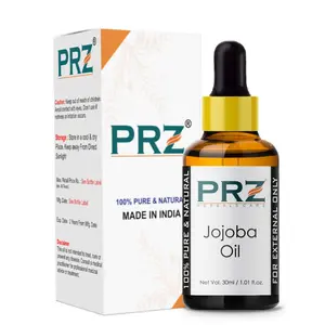 PRZ Jojoba Cold Pressed Carrier Oil - Pure Natural & Therapeutic Grade Oil for Aromatherapy Body Massage Skin Care & Hair Care 30 ml