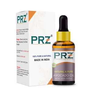 PRZ Avocado Cold Pressed Carrier Oil - Pure Natural & Therapeutic Grade Oil for Aromatherapy Body Massage Skin Care & Hair Care 15 ml