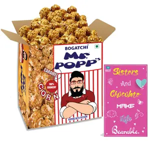 BOGATCHI Mr.POPP's Caramel Popcorn 100% Crunchy Handcrafted Gourmet Popcorn Snacks | NO Microwave Needed | Best Movie / TV Time Snack Best Rakhi Gift  250g + Free Happy Rakhi Greeting Card