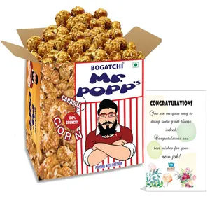 BOGATCHI Mr.POPP's Caramel Popcorn 100% Crunchy Delicious Fully Popped Corns Handcrafted Gourmet Popcorn Snacks Best Congratulations Gift 250g + Free Congratulations Greeting Card