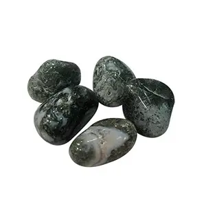 Sahib Healing Crystals Natural Moss Agate 50 Grams Tumble Stone for Reiki Healing Crystal Healing Vastu Correction and Wisdom