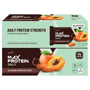 RiteBite Max Protein Daily Almond Apricot 10g Protein Bar [Pack of 24] Protein Blend Fiber Vitamins ACE  No Preservatives 100% Veg For Energy Fitness & Immunity - 1200g