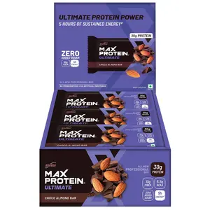 RiteBite Max Protein Ultimate Choco Almond 30g Protein Bar [Pack of 12] Protein Blend Fiber Vitamins & Minerals  No Preservatives 100% Veg No Added Sugar for Energy Fitness & Immunity - 1200g
