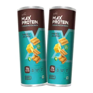 RiteBite Max Protein Chips - Cheese & Jalapeno [pack of 2] Protein Fiber Low GI Gluten Free Super Grains like Sorghum Quinoa Oats Ragi No Preservatives 100% Vegetarian 300g