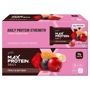 RiteBite Max Protein Daily Fruit & Nut 10g Protein Bar [Pack of 24] Protein Blend Fiber Vitamins ACE  No Preservatives 100% Veg For Energy Fitness & Immunity - 1200g