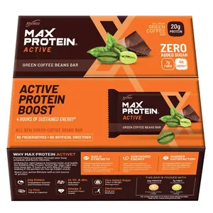 RiteBite Max Protein Active Green Coffee Beans 20g Protein Bar [Pack of 12] Protein Blend Fiber Vitamins & Minerals  No Preservatives 100% Veg No Added Sugar For Energy Fitness & Immunity - 840g