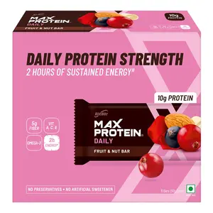 RiteBite Max Protein Daily Fruit & Nut 10g Protein Bar [Pack of 6] Protein Blend Fiber Vitamins ACE  No Preservatives 100% Veg For Energy Fitness & Immunity - 300g