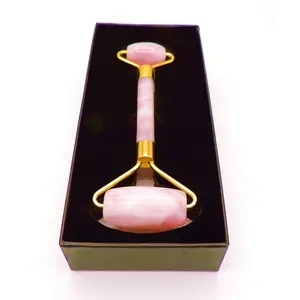 Sahib Healing Crystals Rose Quartz Facial Massage Roller Crystal Stone Wand Gua Sha Spa and Relaxation for Body Face Neck Eyes
