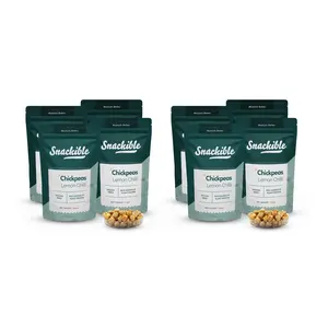 Snackible Lemon Chilli Chickpeas (Pack of 8) - 8x75gm | Vacuum Fried | Good Source of Iron Fibre | Rich in Plant Protein