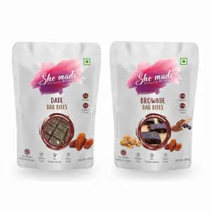 She Made Foods Multi Bar-Bites Pack of 2 - Healthy Brownie and Date Bar Bites Gluten Free & Protein Dense Energy Bites Delicious Baked Gourmet Snacks (100 Grams Each)