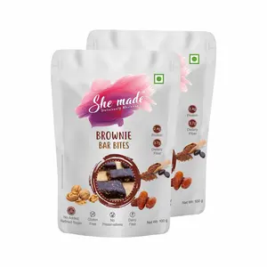 She Made Foods Mini Bar-Bites Pack of 2 - Healthy Brownie Bar Bites Gluten Free & Protein Dense Energy Bites Delicious Baked Gourmet Snacks (100 Grams Each)