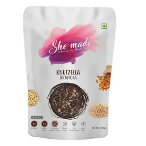 She Made Foods Granola Cereals - Healthy Knutzella Chocolate Granola - 100% Oats Nuts & Seeds - Gluten-Free & Vegetarian Snack - Fibre & Protein Dense Granola for Breakfast (250 gms)