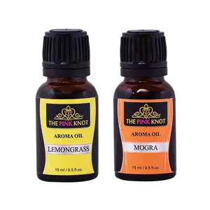 The Pink Knot Lemongrass & Mogra set of two aromatic fragrant diffuser oil (15ml each)