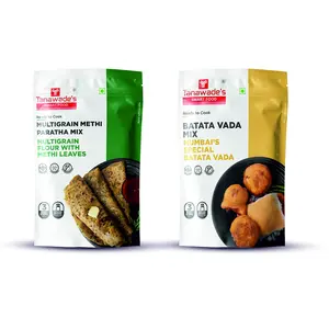 Tanawade's Smart Food Methi Paratha Dual Combo-01 Instant Methi Paratha Batata Vada Mix Ready to Cook Home Food with Hand Picked Flavours Pack of 2 (one of Each)
