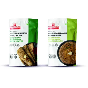 Tanawade's Smart Food Paratha Combo Instant Methi Paratha Palak Paratha Mix Ready to Cook Home Food with Hand Picked Flavours Pack of 2 (one of Each)
