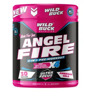 WILD BUCK Angel Fire Women Pre-X4 Hardcore Pre-Workout Supplement with Beta-Alanine Citrulline L-Carnitine | Explosive Muscle Pump Energy Stamina Recovery Caffeinated Punch [30 American Cola]