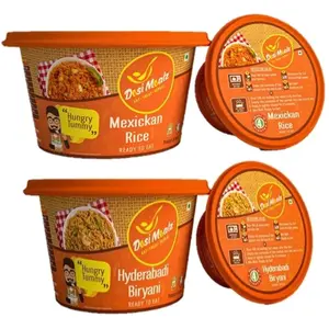 Desi Mealz Ready to Eat Food Products Instant Food - Tasty and Healthy Ready to Eat Food Packed Food Best Travel Food Each 70 gm (Mexican Rice Pack of 2)