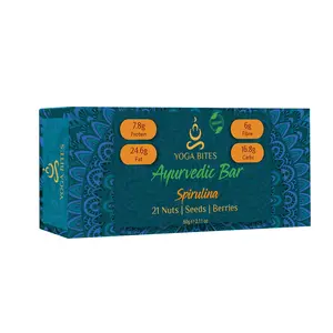 YOGABITES- Ayurveda Bars /Protein Bar /Energy Bar - 21 Nuts  Seeds  Berries with Spirulina-60 ge (Pack of 6)