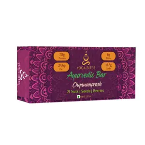 YOGABITES- Ayurveda Bars /Protein Bar /Energy Bar - 21 Nuts  Seeds  Berries with Chyawanprash-60 gm (Pack of 6)