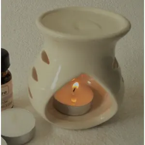 Crazy Sutra Ceramic Aroma Burner Clay LampWhite Color T-Light Hanging Diffuser with 10ml Aroma Oil Diffuser Musk Liquid Air Freshener