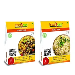 Indian Kitchen Foods Freeze Dried Gluten-Free Ready to Eat Food | Instant Vegetarian/Vegan Meal - Rice Combo (Jeera Rice and Veg. Biryani) Pack of 2