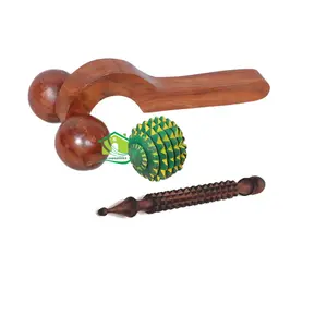 FA INDUSTRIES Wooden Multi massager (10x3 cm) Ball massager (2 x 2 Inch) Wooden Jimmy Massager (5 cm) for Pain Relief (Set of 3) (Only Massager Manufacturering)
