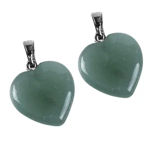 PINKCITY CREATION-Heart Shape Green Jade Gemstone Stone Charms Healing Stone Beads Love Pendants for Valentine's Day Necklace Jewelry Making & Gift Item(Combo Pack)