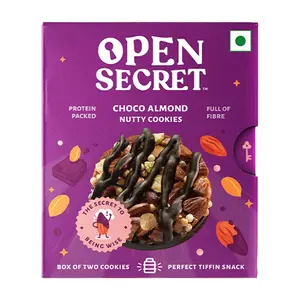 Open Secret Tiffin Snacks- Healthy Choco Almond Cookies with Nuts(Immunity Booster) & Chocolate | No Added Maida Family & Back to School Snacking Biscuits| 15 Boxes (2 Cookies per Box)