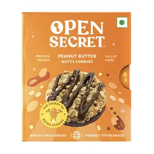 Open Secret Tiffin Snacks- Healthy Peanut Butter Cookies with Nuts (Strength Booster) & Oats | No Added Maida Family & Back to School Snacking Biscuits| Total 56 Cookies (28 Boxes 2 Cookies/Box)