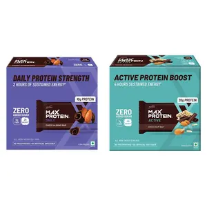 Ritebite Max Protein Daily Choco Almond Bars 300g - Pack of 6 (50g x 6) & RiteBite Max Protein Active Choco Slim Bars 402g - Pack of 6 (67g x 6)