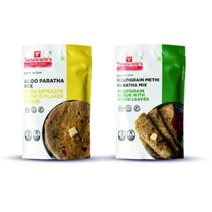 Tanawade's Smart Food Paratha Combo Instant Aloo Paratha Methi Paratha Mix Ready to Cook Home Food with Hand Picked Flavours Pack of 2 (one of Each)