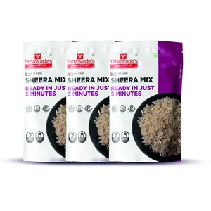 Tanawade's Smart Food Instant Sheera Mix Ready to Cook Home Food with Hand Picked Flavours Pack of 3
