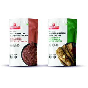 Tanawade's Smart Food Paratha Combo Instant Lal Math Paratha Methi Paratha Mix Ready to Cook Home Food with Hand Picked Flavours Pack of 2 (one of Each)