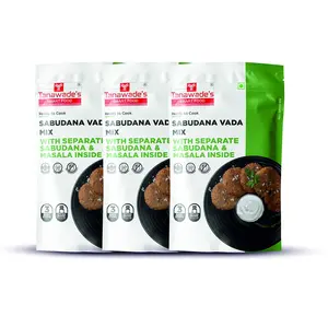 Tanawade's Smart Food Instant Sabudana Vada Mix Ready to Cook Home Food with Hand Picked Flavours Pack of 3