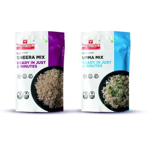 Tanawade's Smart Food Breakfast Combo Instant Sheera Upma Mix Ready to Cook Home Food with Hand Picked Flavours Pack of 2 (one of Each)