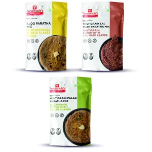 Tanawade's Smart Food Paratha Combo Instant Aloo Paratha Lal Math Paratha Palak Paratha Mix Ready to Cook Home Food with Hand Picked Flavours Pack of 3 (one of Each)