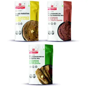 Tanawade's Smart Food Paratha Combo Instant Aloo Paratha Lal Math Paratha Methi Paratha Mix Ready to Cook Home Food with Hand Picked Flavours Pack of 3 (one of Each)