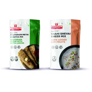 Tanawade's Smart Food Methi Paratha Dual Combo-09 Instant Methi Paratha Shahi Shevai Kheer Mix Ready to Cook Home Food with Hand Picked Flavours Pack of 2 (one of Each)