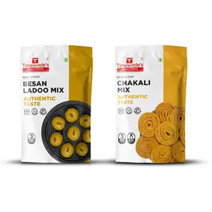 Tanawade's Smart Food Sweet Special Combo-09 Besan Ladoo Mix Chakali Bhajani Mix Ready to Cook Home Food with Hand Picked Flavours Pack of 2 (one of Each)