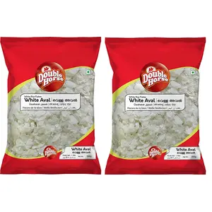 Double Horse White Aval-500 g (Pack of 2) | White Rice Flakes| White Thin Poha