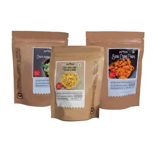 Evolve Healthy Snacks Pack of 3 | Pudina Foxnuts| Oats Chips | SOYA Corn Chips | All Natural Millets and Grains | Vacuum Cooked | No Added Preservatives |