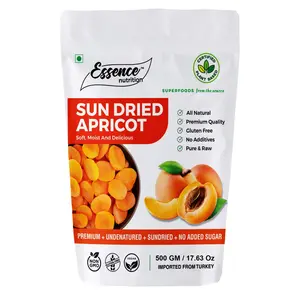 Essence Nutrition Sun Dried Turkish Apricots (500g) - Gluten Free & Non GMO Dried Apricots