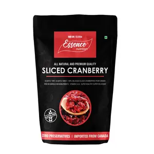 Essence Nutrition Sliced Cranberries (250 Grams) - Unsulphured Berries Imported from Canada