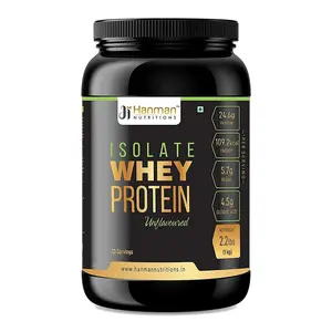 Hanman Nutrition Whey Protein Isolate 1 Kg Unflavoured Muscle Building Protien Powder for Men Women Fitness 24.6 Gm Protein Per Serving Sugar Free (1 Kg)