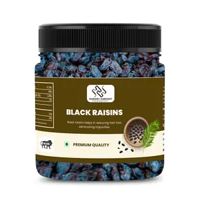 Hungry Harvest Black Raisins |Kali Kismis 200g- | Dried Kishmish Without Seeds| [Jar Pack]