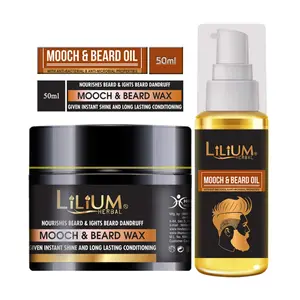 Lilium Mooch And Beard Oil with Anti-Bacterial and Wax for Contioning 50ml Pack of 2