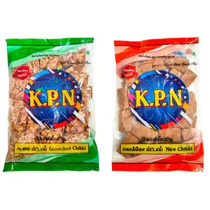 KPN Kovilpatti Kadalai Mittai & Crushed Groundnut Candy (Groundnut Chikki Candy) Pack of 2 x 200gm