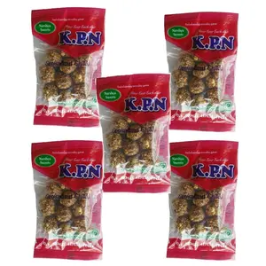 KPN Kovilpatti Ellu Urundai White Sesame Chikki Candy Balls - Pack of 5 x 10 Pieces