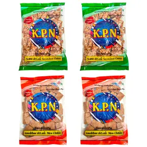 KPN Kovilpatti Kadalai Mittai (Groundnut Chikki) - Burfi & Crushed Groundnut Chikki Combo - Pack of 4 x 200gm