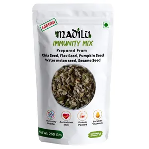 MADILU Organics Roasted Seeds Mix Immunity Mix Prepared from Chia; Flax; Sesame; Pumpkin; Watermelon Seeds (250 g)